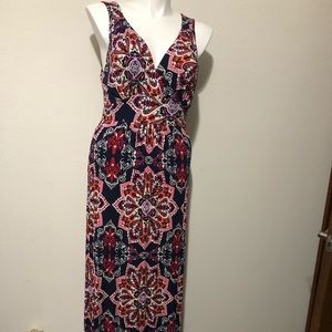 Bright colored long maxi dress.